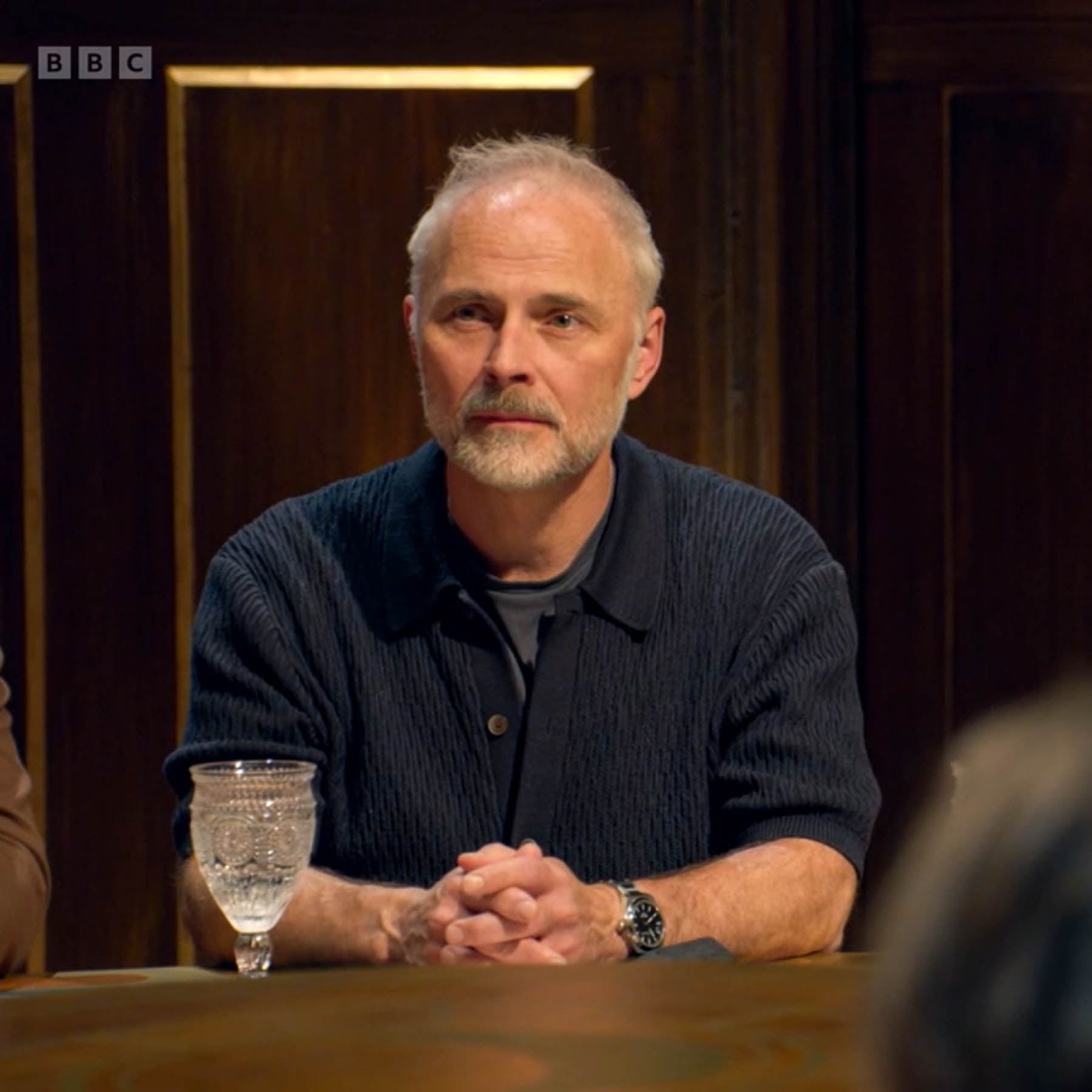 Mark Bonnar Wearing His JJ Monaghan On The Celebrity Traitors