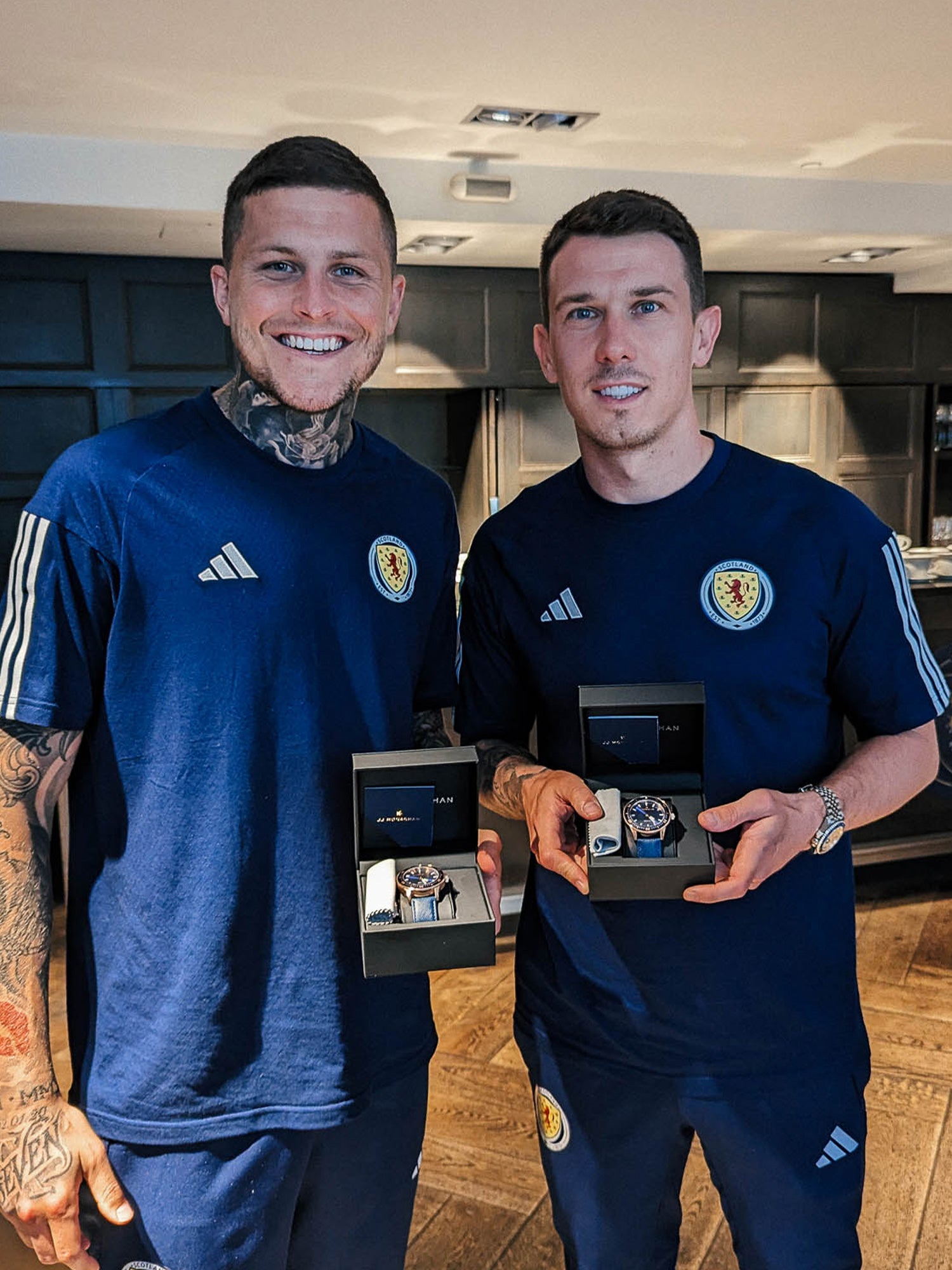 Fitting some of the Scotland NT players and staff with watches