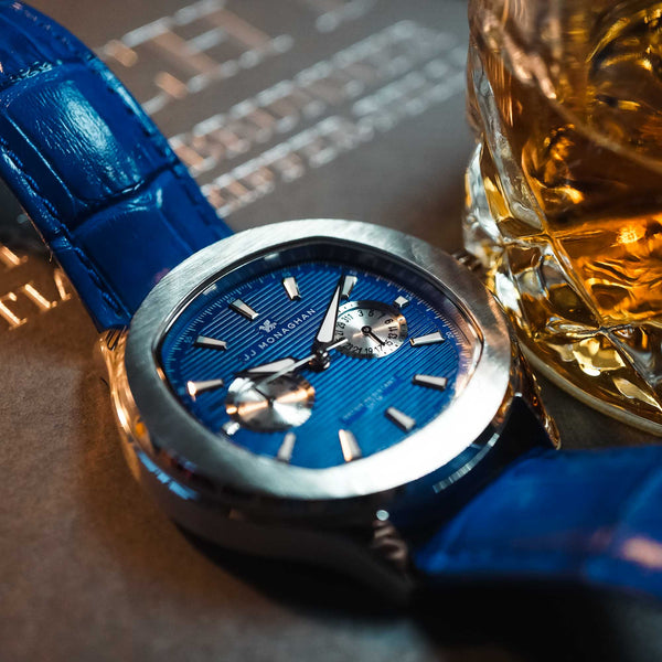 JJ Monaghan Regent Blue slim Scottish dress watch